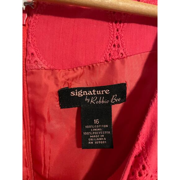 Robbie Bee Womens Dress Size 16 Pink Embroidered Eyelet Babydoll Rockabilly - Picture 2 of 8